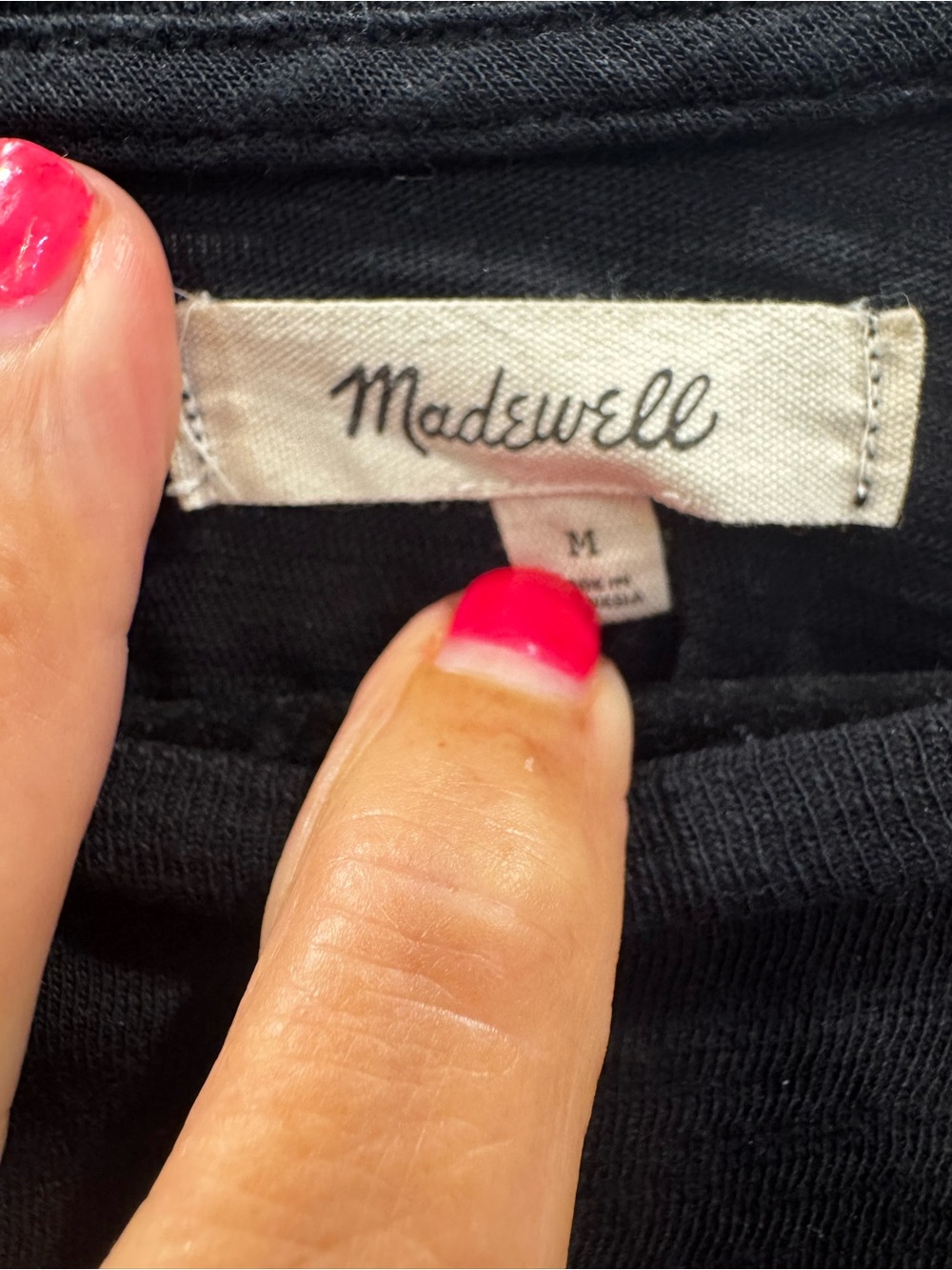 Madewell Dolman Sleeve Crewneck Tee Cotton Slub Knit Black size M - Picture 2 of 4